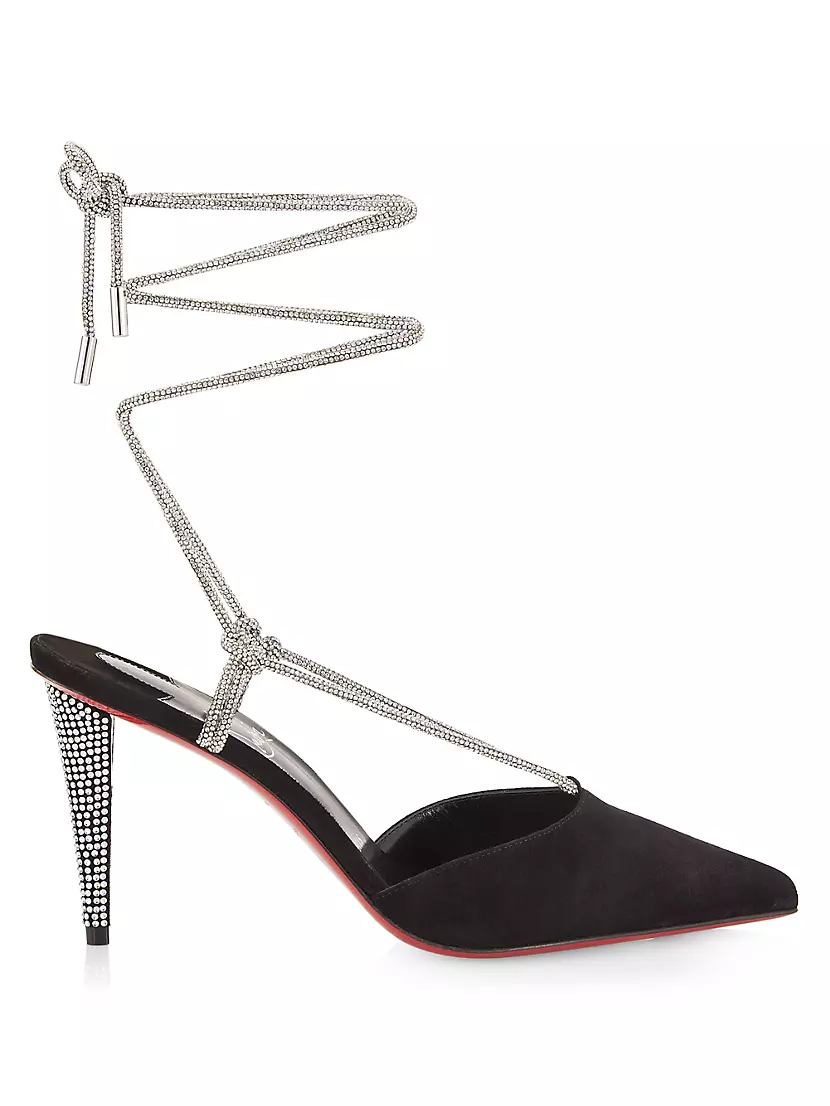 Astrid 85MM Crystal-Embellished Lace-Up Pumps