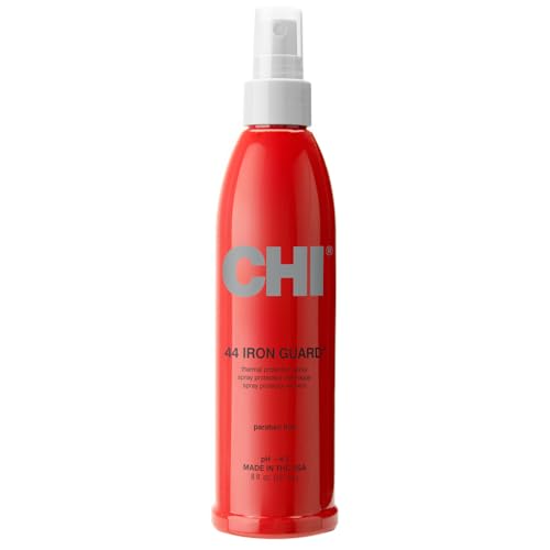 CHI 44 Iron Guard Thermal Protection Spray, Nourishing Formula Helps Resist Heat Damage to Hair & Tame Frizz, Clear, 8 Oz - 8 Fl Oz (Pack of 1) - Spray