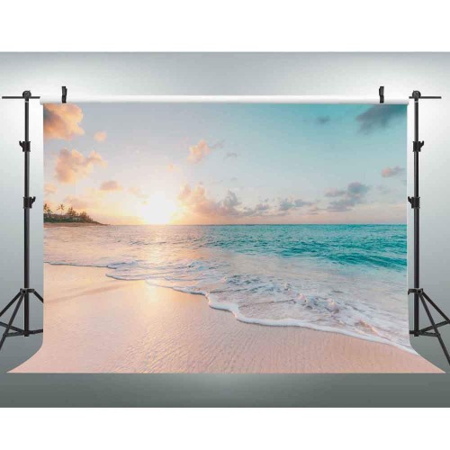 EOA 7(W) x5(H) FT Beach Ocean Background Sea Party Sunshine Sandy Photography Backdrop for Vacation Wedding Birthday Banner Baby Shower Photo Booth Studio Props - 