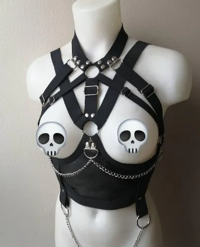 Faux leather chest harness