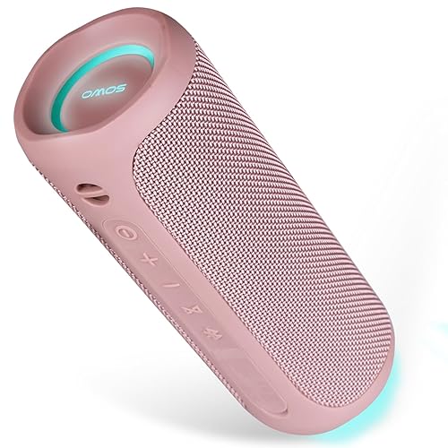 Outdoor Portable Bluetooth Speaker, Wireless IPX7 Waterproof Speaker, 25W Loud Sound, Bassboom Technology, TWS Pairing, 16H Playtime, Speaker with Lights - Pink - Pink