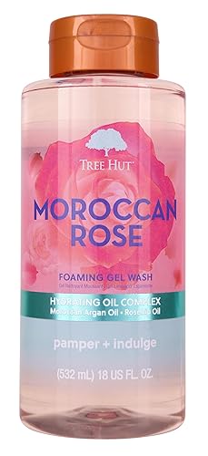 Tree Hut Moroccan Rose Nourishing & Moisturizing Foaming Gel Wash, 18 oz., Hydrating - Moroccan Rose - 18 Fl Oz (Pack of 1)