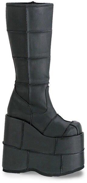 STACK-301 Black PU Platform Boots