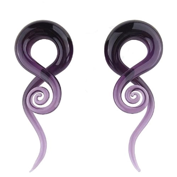 2Pcs Purple Ear Glass Spiral Tapers Plugs Tunnels Expander Hanger Gauges Earrings Stretching Body Piercings Jewelry