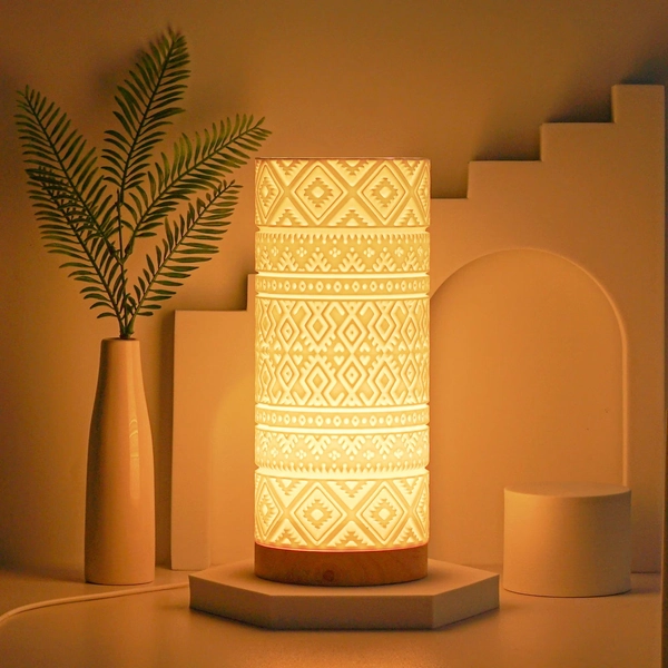 Boho Mediterranean Table Lamp - 3D Printed Artistic Bedside Bedroom Night Light with Unique Design
