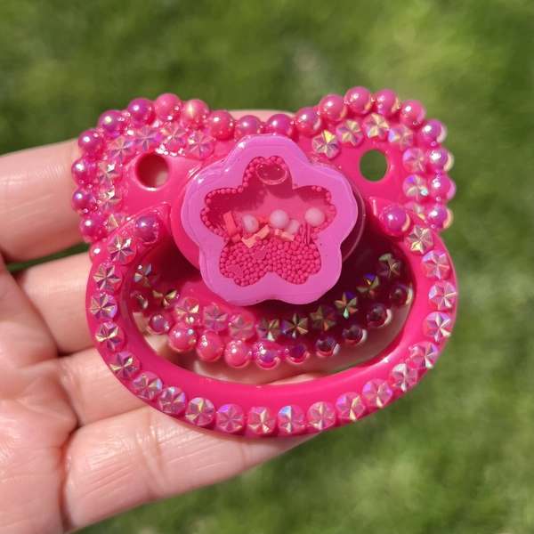 Flower Resin Shaker CUSTOM Adult Size Pacifier! LITTLE SPACE Deco Paci
