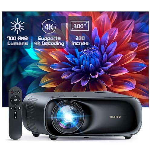 NexiGo PJ40 (Gen 3) Projector with WiFi and Bluetooth, D65 Calibrated, Native 1080P, 4K Supported, Projector for Outdoor Movies, 20W Speakers, Home Theater, Compatible w/TV Stick, iOS, Android - Gen 3 D65 Calibrated