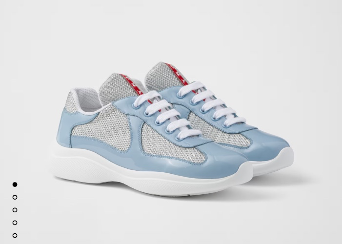 Light Blue Prada America's Cup Biker Fabric Sneakers | PRADA