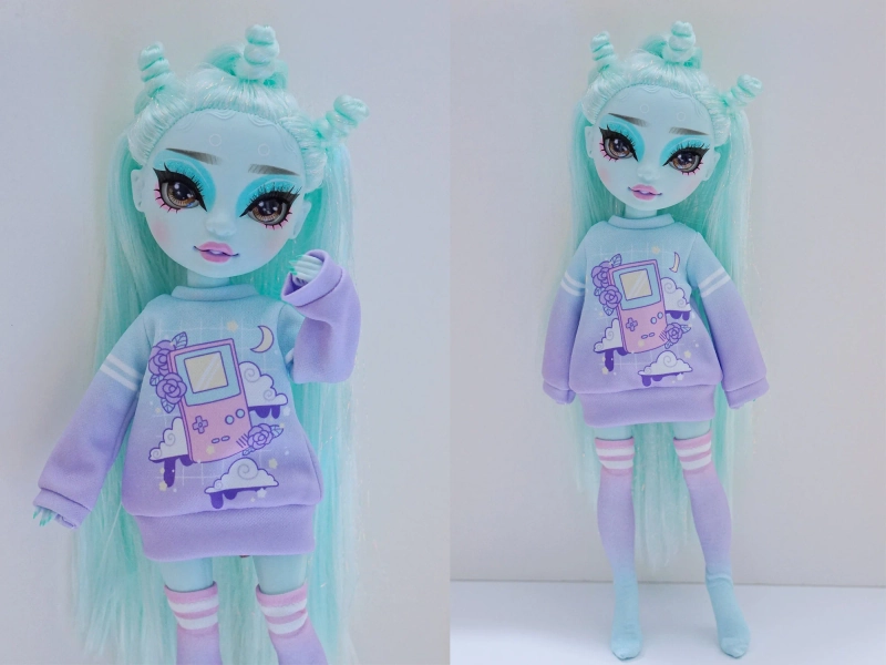 Doll clothes for Rainbow High, Cute Sweater and Socks Outfit - Gameboy Dreams