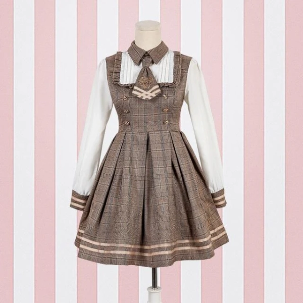 Sweet Student Lolita Dress - Brown / M