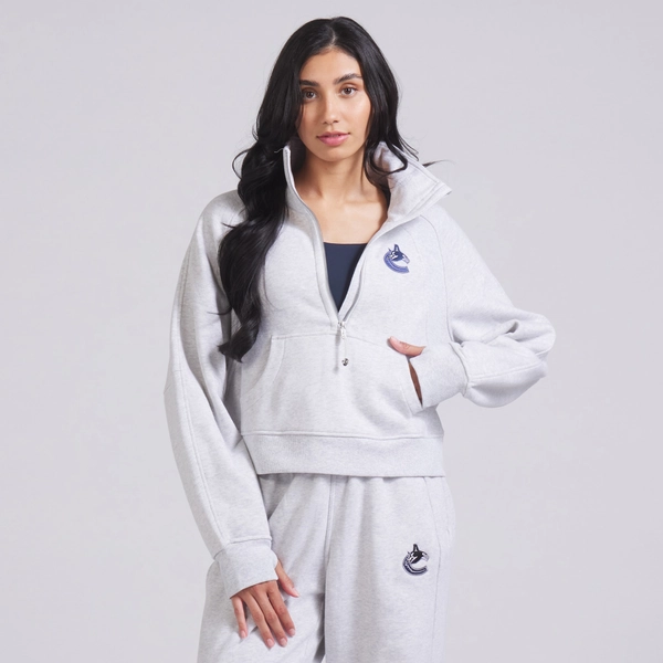 Vancouver Canucks lululemon Women's Scuba Oversized Half-Zip Funnel Neck - Heathered Core Ultra Light Grey