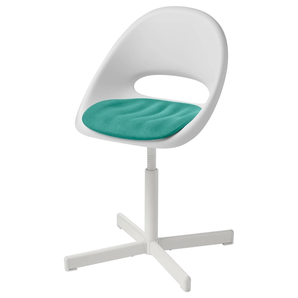 LOBERGET / SIBBEN Children’s desk chair with pad - white/turquoise