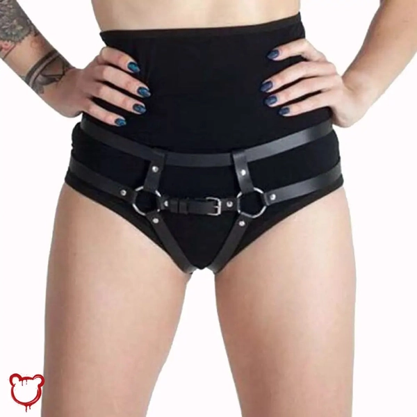 Black PU Leather Harness Underwear - Intense
