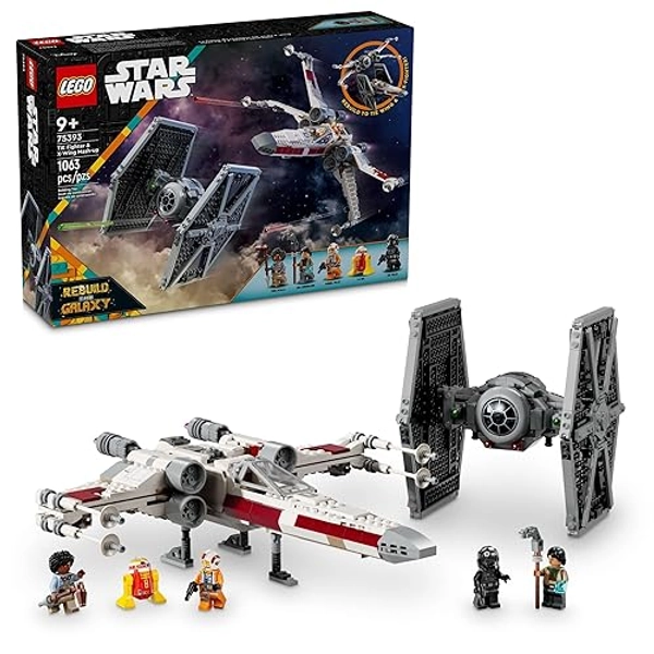 LEGO Star Wars TIE Fighter & X-Wing Mash-up Building Toy Set Ideas for Kids, Boys & Girls, Ages 9+ - W/ 4 Star Wars Minifigures Toys - 75393