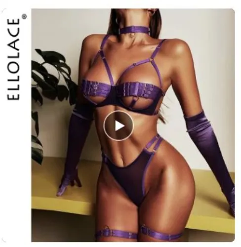 Ellolace Lingerie Purple Straps