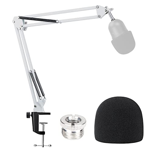 YOUSHARES Razer Seiren Mini Boom Arm with Pop Filter - Mic Stand with Foam Cover Windscreen Compatible with Razer Seiren Mini Streaming Microphone(White) - White Mini Boom Arm