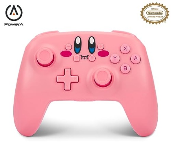 PowerA Wireless Nintendo Switch Controller - Kirby, AA Battery Powered (Battery Included), Nintendo Switch Pro Controller, Mappable Gaming Buttons, Officially Licensed by Nintendo - Battery powered - Kirby