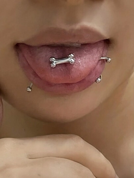  Bone Shape Tongue Ring Barbell Body Piercing