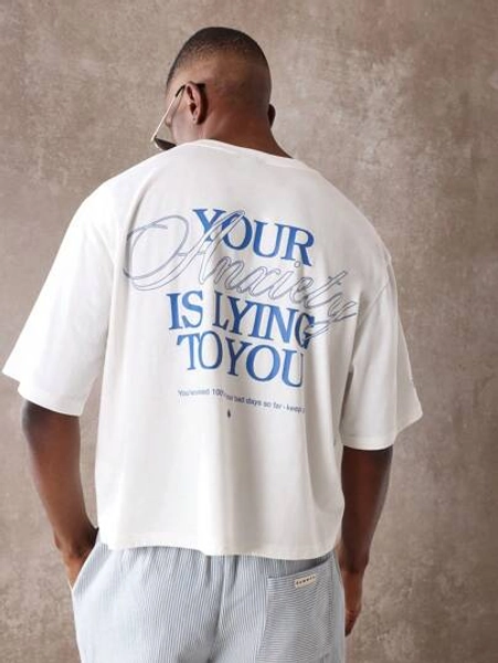 SUMWON Streetwear Motivational Message T-Shirt With Back Print Urban Casual Oversized Fit Summer Statement Tee Daily Fashion Essential Athleisure Top