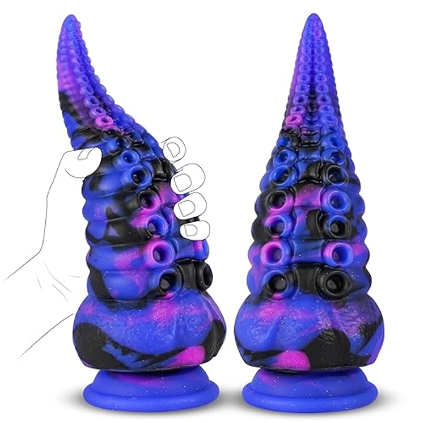 Monster Dildo Tentacle Adult Toy: Big Thick Dildos with Suction Cup for Women, Huge Fantasy Dildo with Octopus-Shape, 8.7” Silicone Giant Dildo, Galaxy