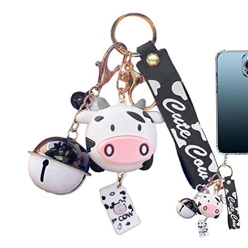 Cyhamse Llavero de vaca, diseño de animales de dibujos animados 3D, llavero para niñas, pulsera para llaves de coche y oficina - Epoxi Vaca Lechera Cuadrado Negro + Blanco Y Negro