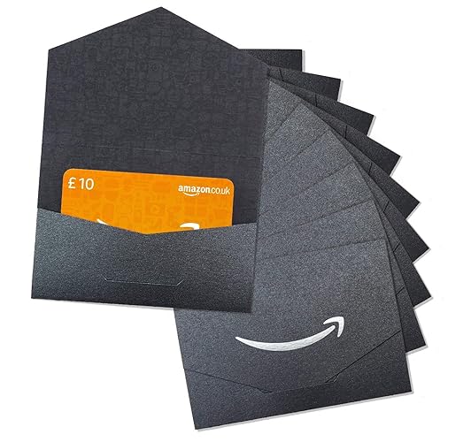 Amazon.co.uk £10 Gift Cards - In a Mini Envelope (Black & Silver) - Pack of 10