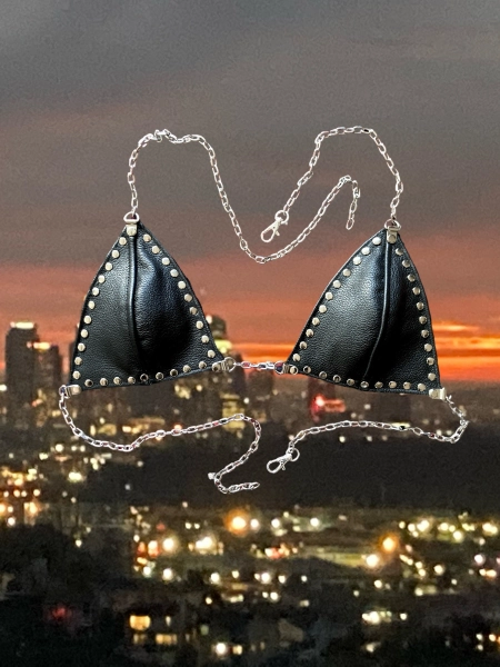 BLVD ANGEL Leather Halter Chain Bra