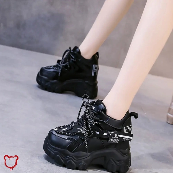 'Night Risk' Black Grunge Shoes
