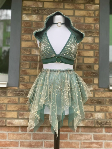 MADE2ORDER Green Fairy Rave Outfit *AMAZONIA* MTO