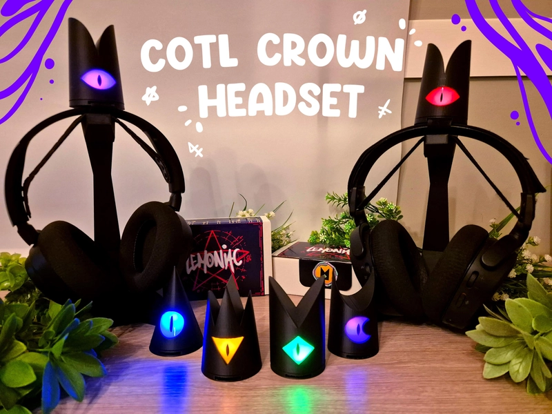 Cult of the lamb crowns headset accessory (with or without LED), cosplay accessory, cosplay streaming accessories for gamers, streamer gift