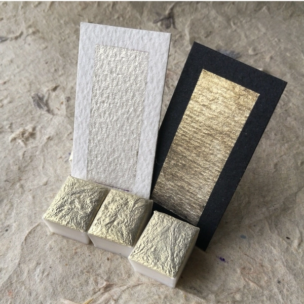 Moonlight Gold ~ Handmade Watercolor paint - Shimmer watercolor ~ Handmade Metallic Watercolor Paint - Colorshifting Interference watercolor