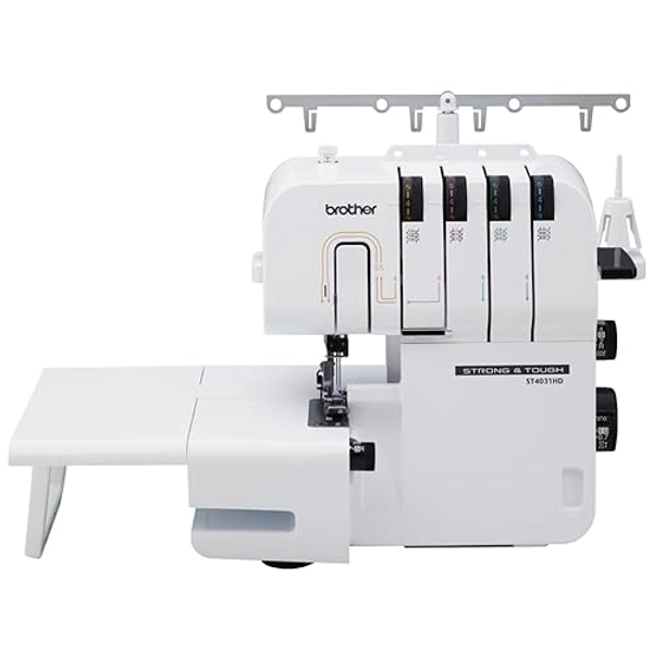 Brother ST4031HD Serger, Strong & Tough Serger, 1,300 Stitches Per Minute, Durable Metal Frame Overlock Machine, Large Extension Table, 3 Included Accessory Feet, 12.99 x 14.37 x 17.01 in., White