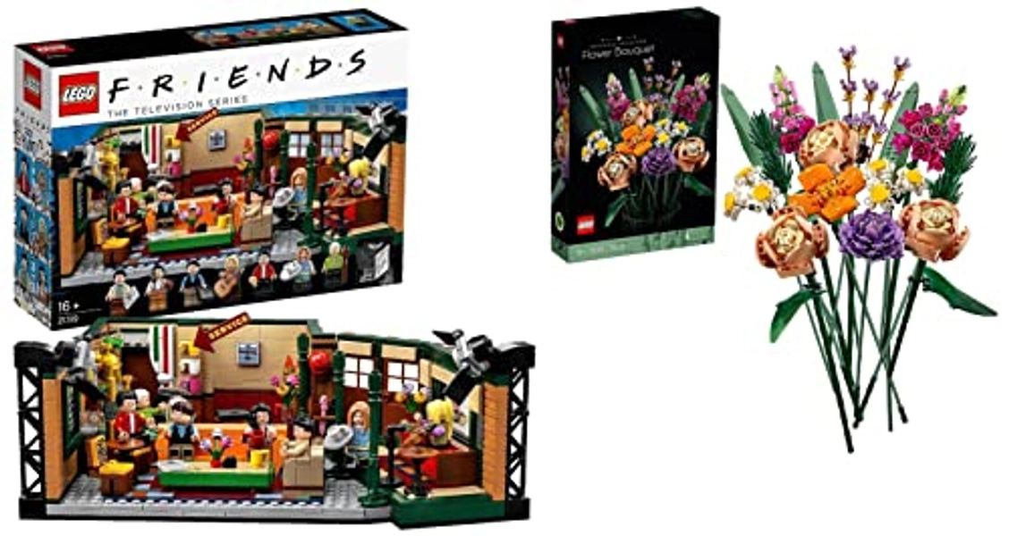 LEGO 21319 Ideas Central Perk & 10280 Icons Flower Bouquet, Artificial Flowers, Set for Adults, Decorative Home Accessories, Idea, Botanical Collection