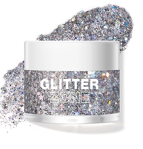 LANGMANNI Holographic Body Glitter Gel for Body, Face, Hair and Lip.Color Changing Glitter Gel Under Light. Vegan & Cruelty Free-1.35 oz (5# Silver Fantasy) - 5# Silver Fantasy