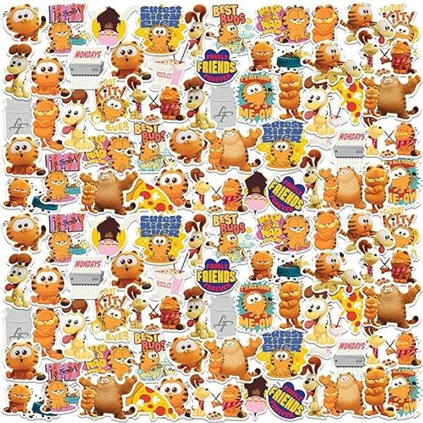 Garfield 100ct Vinyl Large Deluxe Stickers Variety Pack - Laptop, Water Bottle, Scrapbooking, Tablet, Skateboard, Indoor/Outdoor