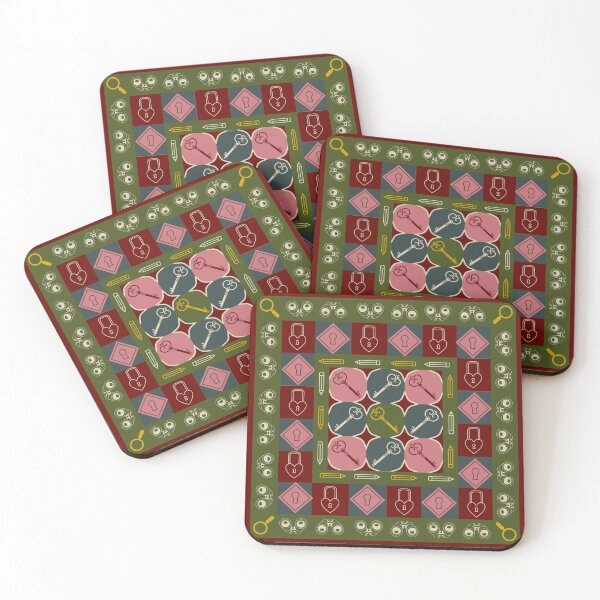 Vintage Mystery Tile Design Coasters (Set of 4)