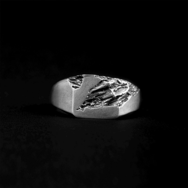 Worn Square Vintage Sterling Silver Ring