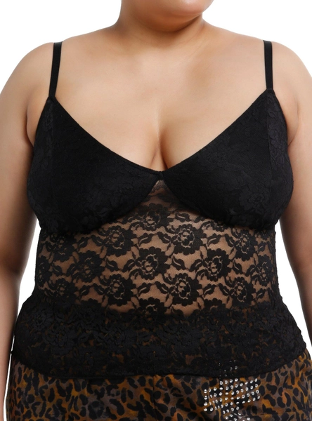 Black Lace Semi-Sheer Cami Plus Size
