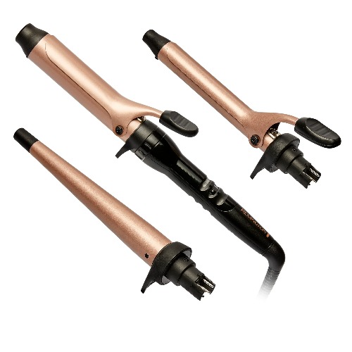 Remington 3 in 1 Multistyler Curl and Wave, Curling Iron With 3 Interchangeable Ceramic Barrels, Variable Heat Up to 220°C, Ionic Technology For Smooth and Shiny Hair - Rose Gold