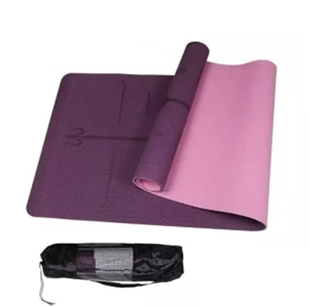 Eco Friendly Exercise Yoga Mat With Custom Body Alignment Lines TPE Non Toxic Yoga Mat 183cm×61cm×6mm