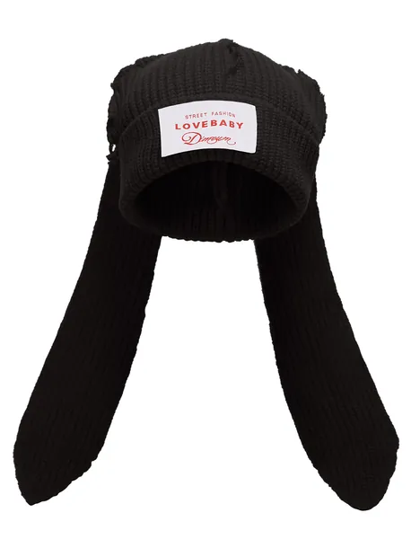 Knit Beanie Hats Cute Bunny Long Ears Funny Hat Fluffy Winter Cap Warm Knit Rabbit Crochet Skull Cap Outdoor Slouchy Hat