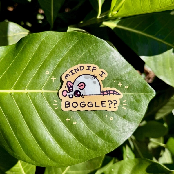 Mind if I Boggle?? Cute Rat Glossy Vinyl Sticker // Funny Meme Gift for Scrapbooking Animal Lovers