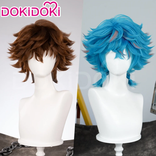 DokiDoki Anime Wig Little Girl Wig Short Curl Blue / Brown Hair Small Braids