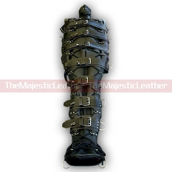 Real Leather Restraint Sleep Sack Body Bag – Black Genuine Leather Binder Bag | Premium Heavy-Duty Design