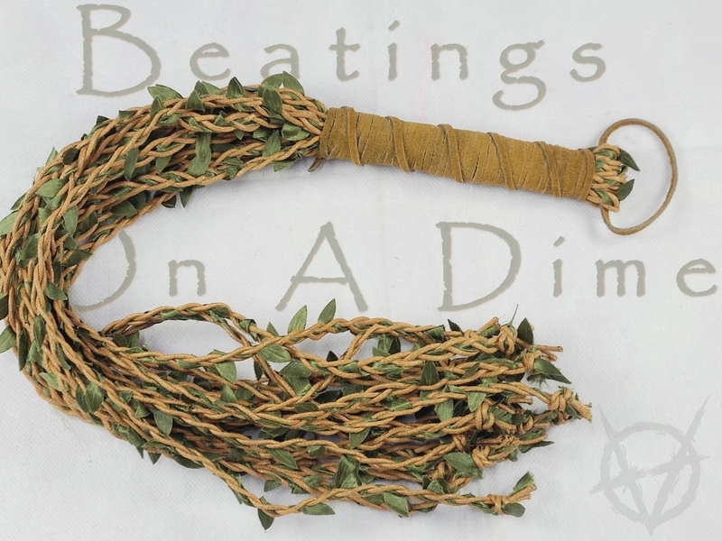 Vine Whip - Knotted Leaf Flogger - Upcycled BDSM Toy - Sadistic Kink Gear - Handmade Bondage - Dungeon Punishment - Warm Up Sensation