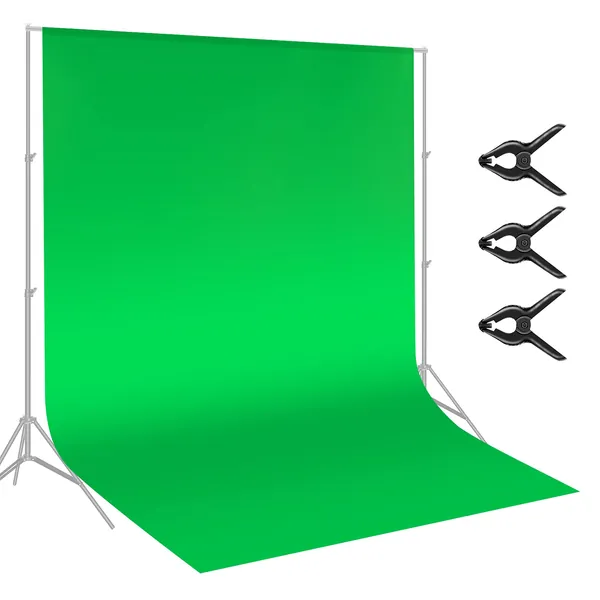 Neewer 9 x 15 feet/2.7 x 4.6 Meters Green Chromakey Muslin Backdrop Background Screen with 3 Clamps for Photo Video Studio Photography (Backdrop Stand Not Included)