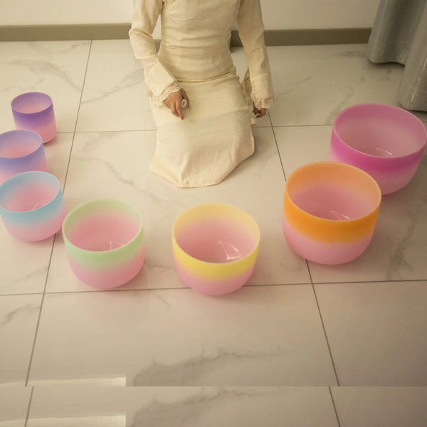 432hz 7pcs crystal singing bowl Candy series seven chakras