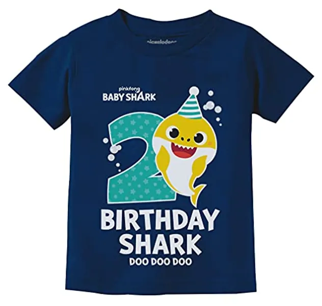 2nd Birthday Baby Shark Shirt 2 Year Old Birthday Boy Girl Toddler Kids T-Shirt