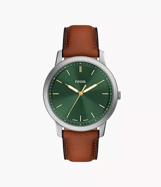 Minimalist Three-Hand Brown Leather Watch