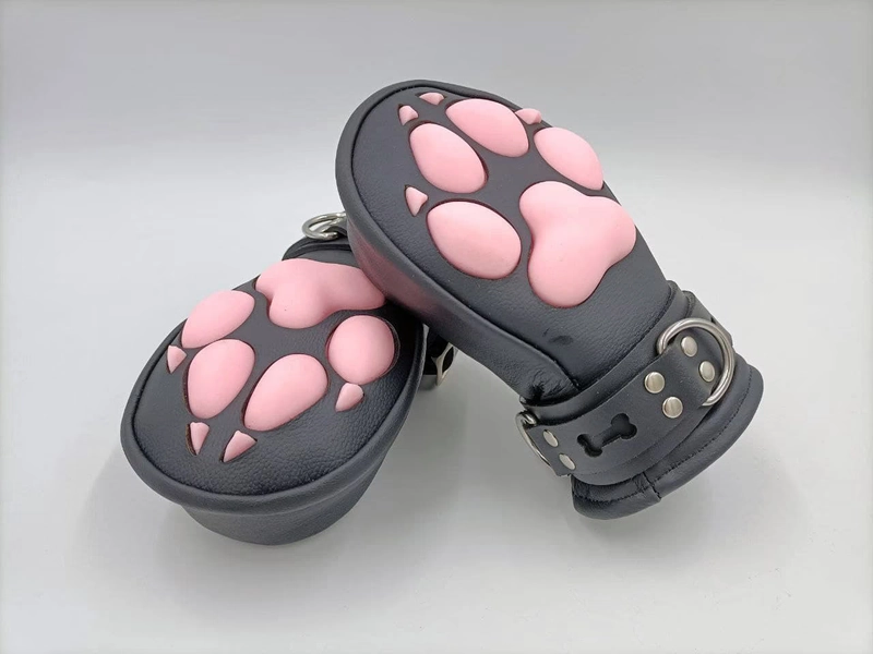 CUSTOMIZABLE Leather Mittens Mitts Gloves with SILICONE Puppy Paw Pads and Lockable Buckles ~ SHORT
